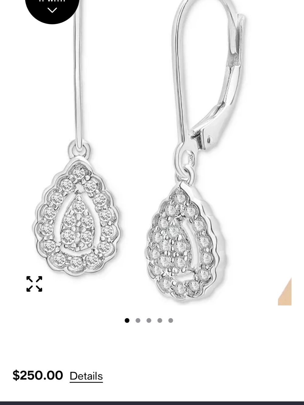 Macy's Silver Teardrop Pavé Dangle Earrings